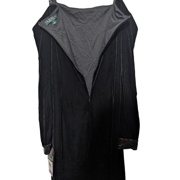 Lauren Ralph Lauren Black Velvet Cold Shoulder Knee Length Party Dress Size 14 - Picture 12 of 16